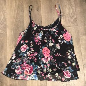 Express black floral tank top size large